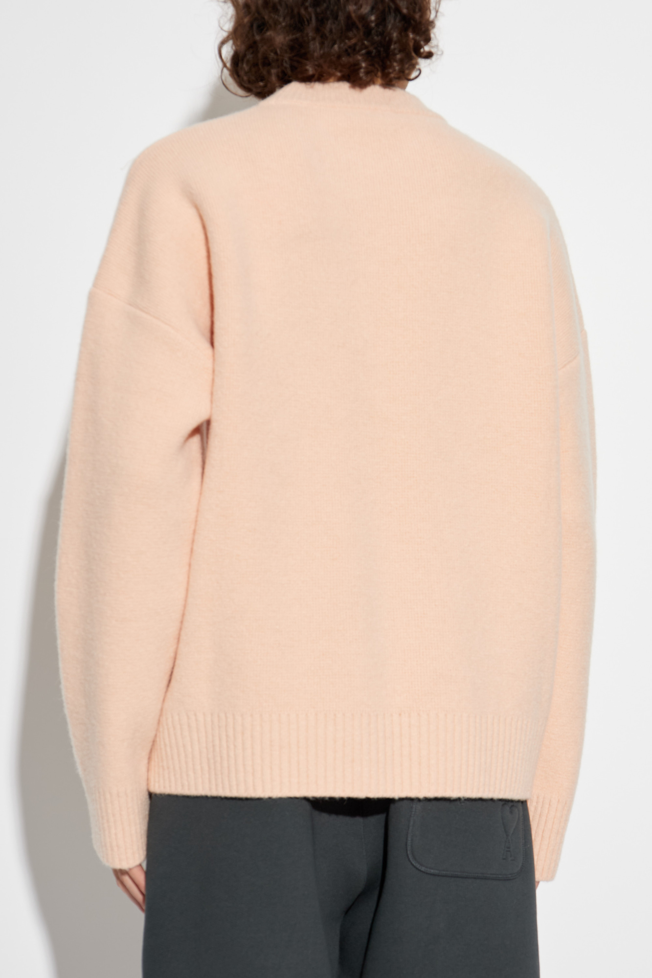 Pink Wool sweater with logo Ami Alexandre Mattiussi - Vitkac GB